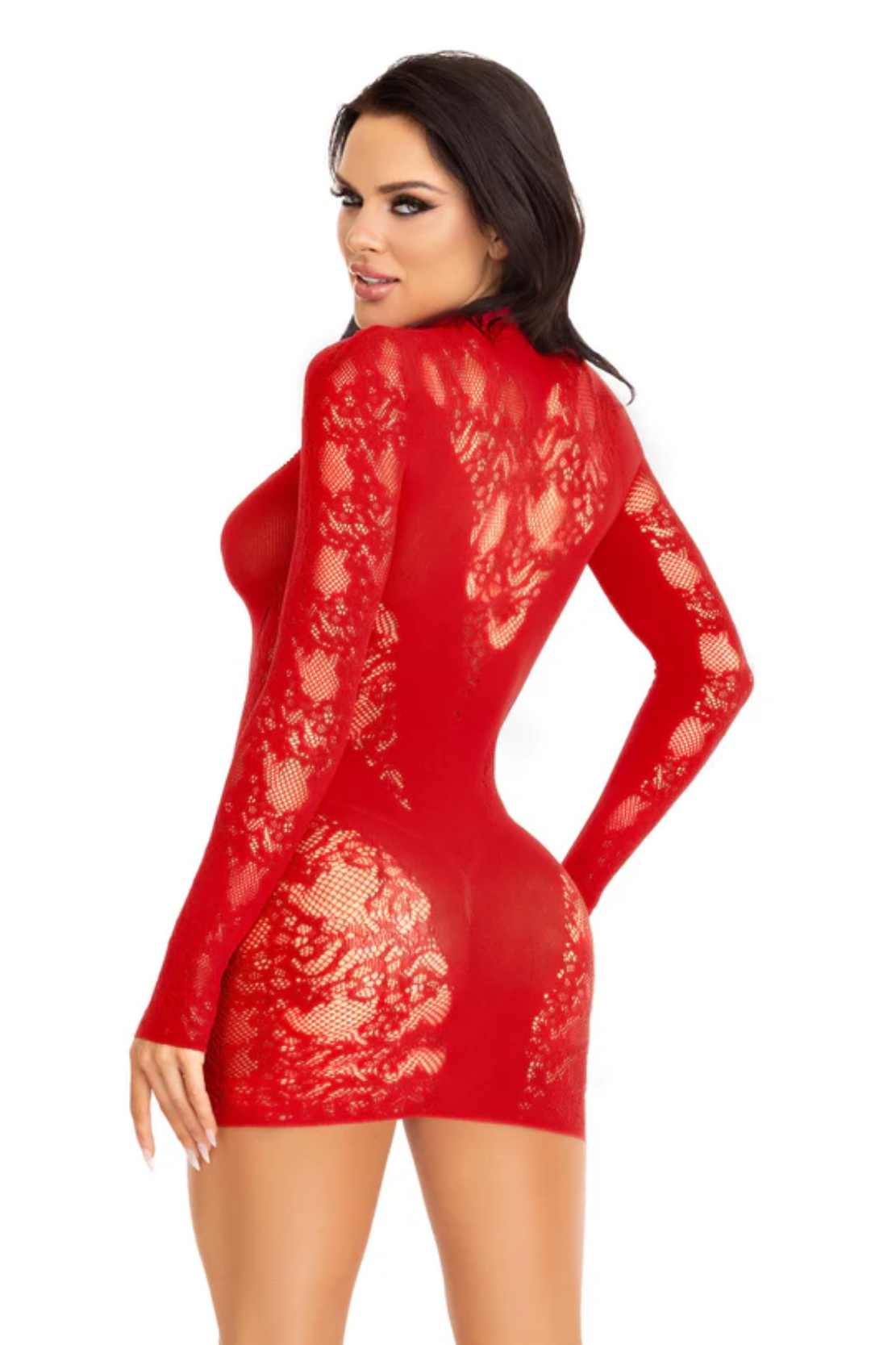 MINIVESTIDO CON ESCOTE Y MANGA LARGA