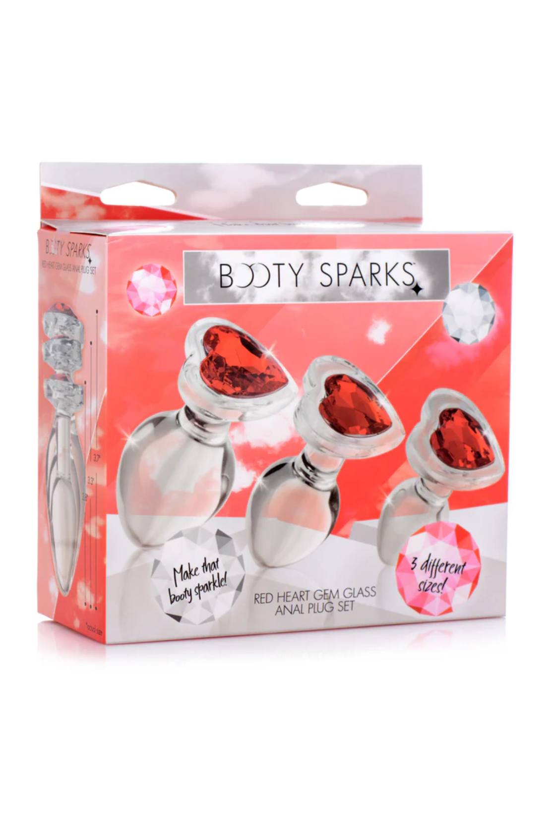SET DE 3 TAPONES GRADUABLES DE CORAZON DE VIDRIO