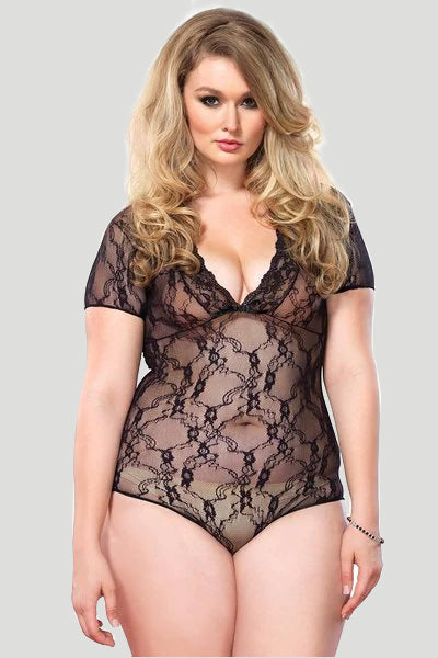 TEDDY DE ENCAJE FLORAL LACE ESPALDA EN V