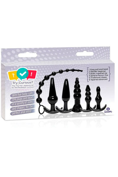 The 9's Try-Curious Anal Plug Kit - Black main image 1