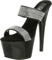 TACONES DE DOS TIRAS CON STRASS DE 18 CM