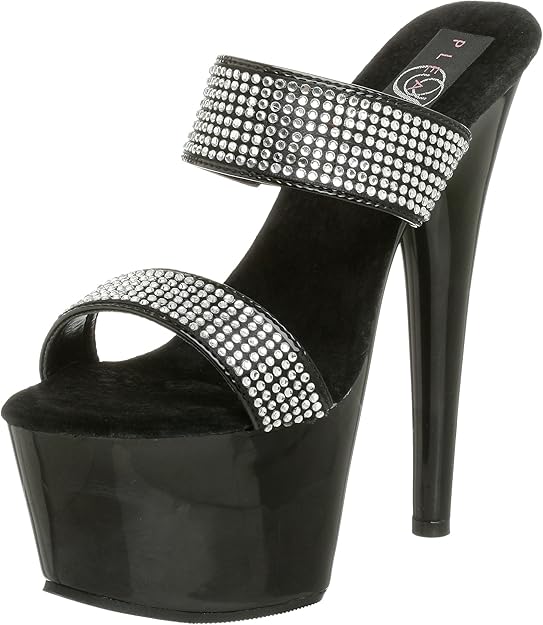 TACONES DE DOS TIRAS CON STRASS DE 18 CM