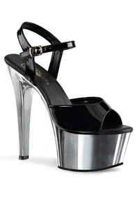 TACONES CON CORREA Y BASE CROMADA DE 15 CM
