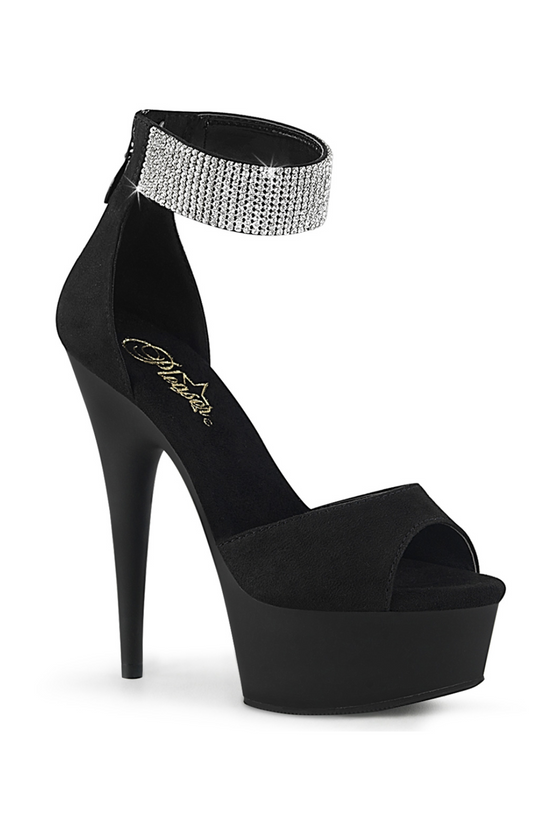 TACONES CON CORREA DE 6" CON STRASS