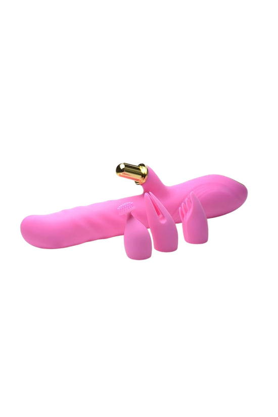 VIBRADOR DE EMPUJE CON 3 ACCESORIOS