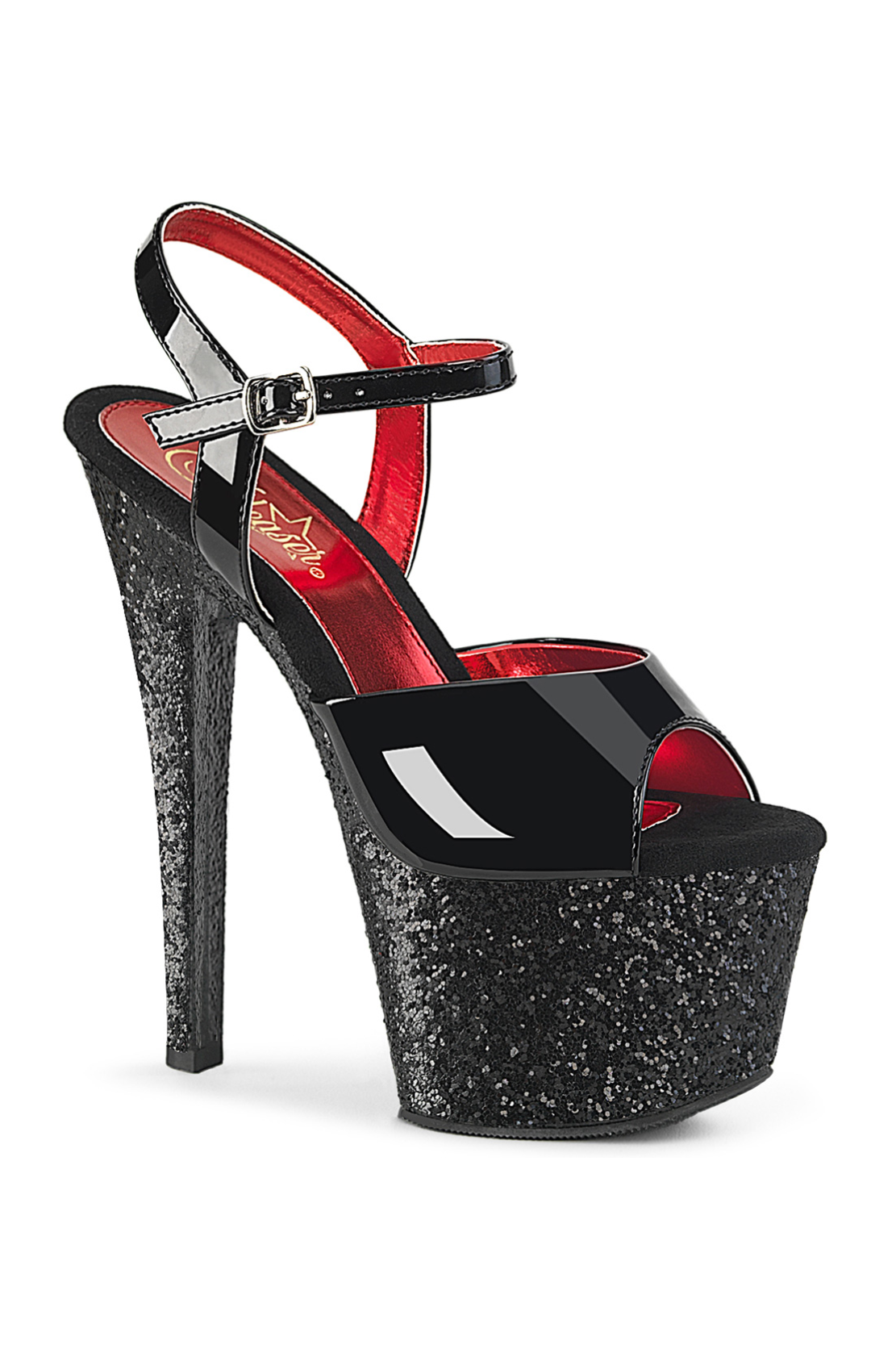 TACONES CON CORREA DE 7" CON GLITTER