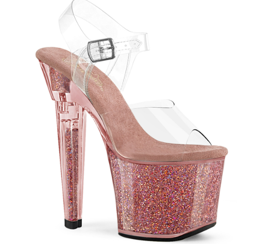 TACONES CON GLITTER TORNASOLADO DE 18 CM