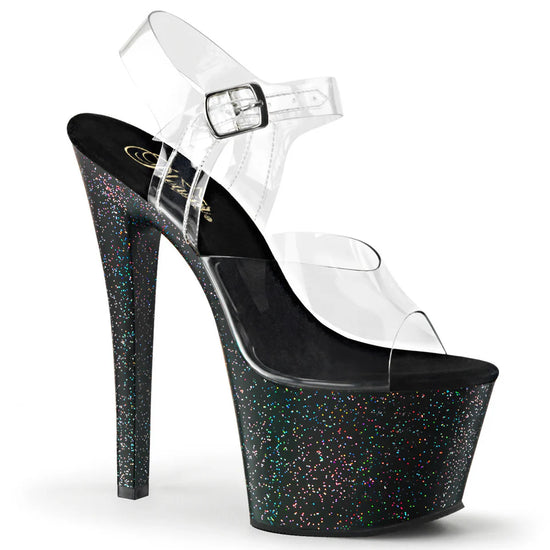 TACONES CON CORREA CON GITTER MULTICOLOR DE 18 CM