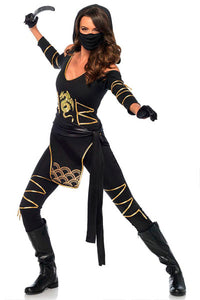 DISFRAZ DE NINJA 3 PIEZAS: CATSUIT, CINTURÒN Y MASCARA.