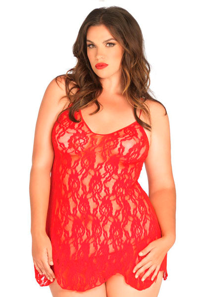 2 PIEZAS BABYDOLL DE ENCAJE ROSAS Y TANGA