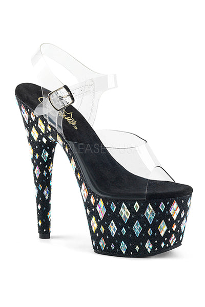 TACONES CON CORREA DECORADA CON DIAMANTES