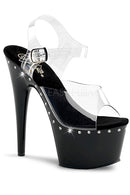 TACONES CON DETALLE DE PIEDRERIA ALREDEDOR Y CORREA TRANSPARENTE
