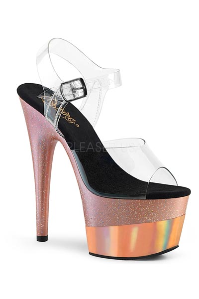 TACONES DE PLATAFORMA GLITTER Y CROMADO