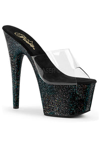 TACONES ESCARCHADAS CON TACO DE 7" Y DE PLATAFORMA 2 3/4"