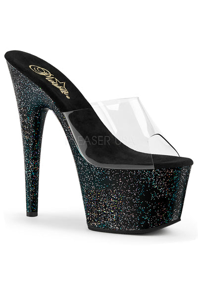 TACONES ESCARCHADAS CON TACO DE 7" Y DE PLATAFORMA 2 3/4"