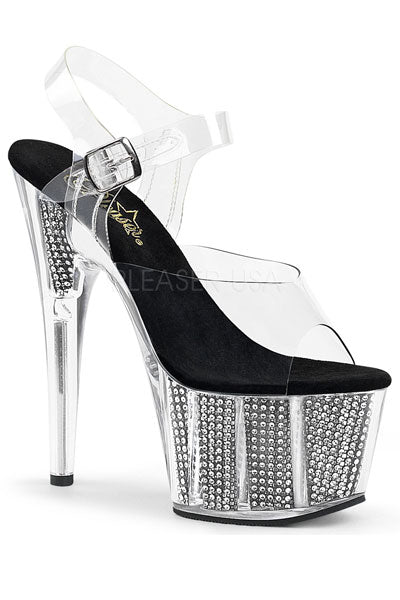 TACONES CON DETALLE DE BOTONES EN LA PLATAFORMA Y CORREA EN EL TOBILLO
