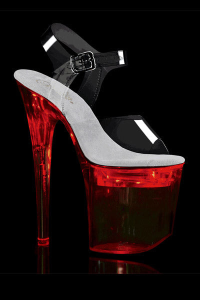 TACONES CON CORREA EN EL TOBILLO CON LUZ LED EN LA PLATAFORMA CAMBIANTES DE COLOR