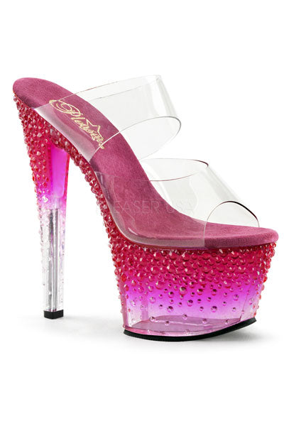 TACONES  CON DETALLE DE DIAMANTES IMITACION EN LA PLATAFORMA, TACO 7" Y 2 3/4" EN LA PLATAFORMA